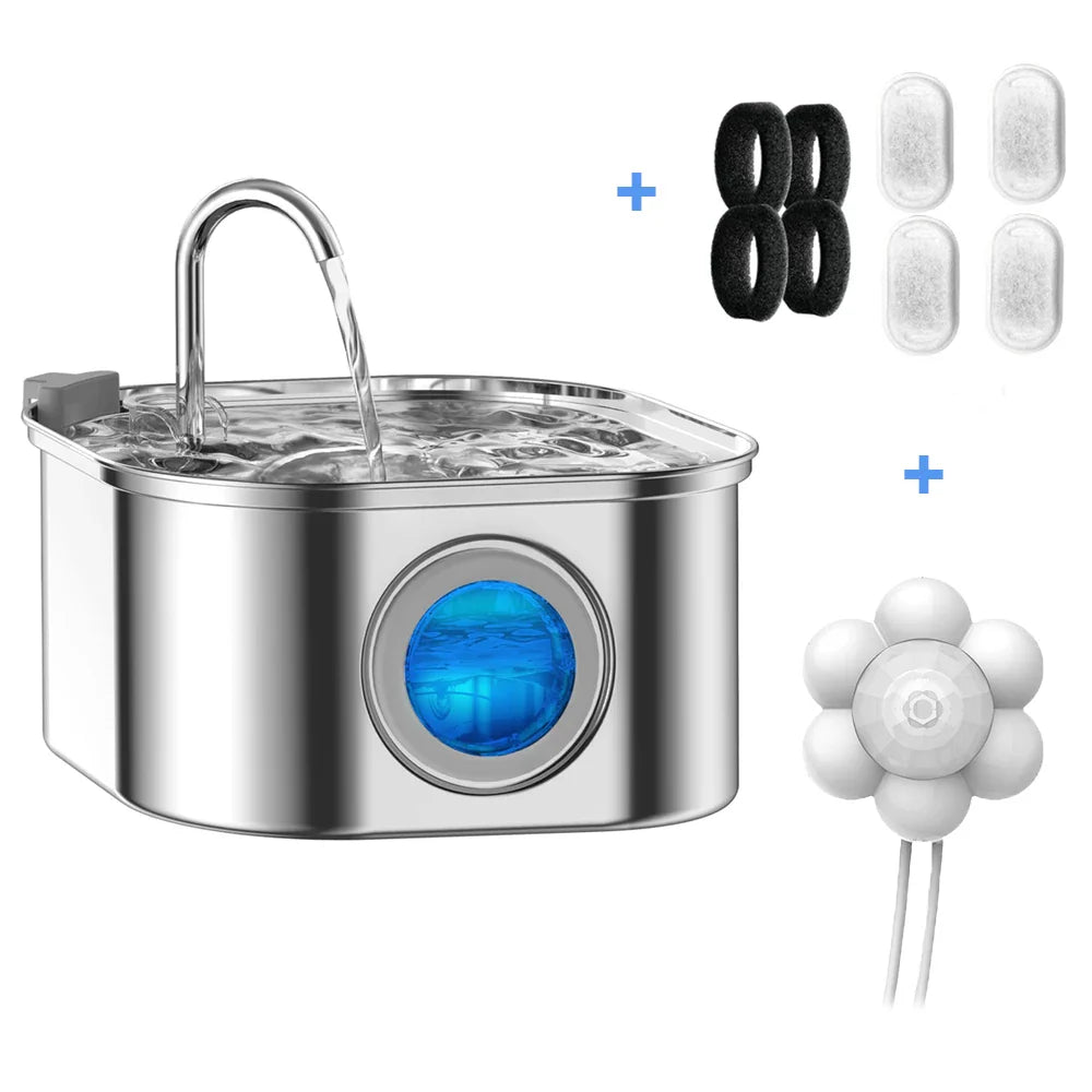 Cat Water Fountain Stainless Steel Drinking Fountain for Clean Routines main product image for dogs and cats