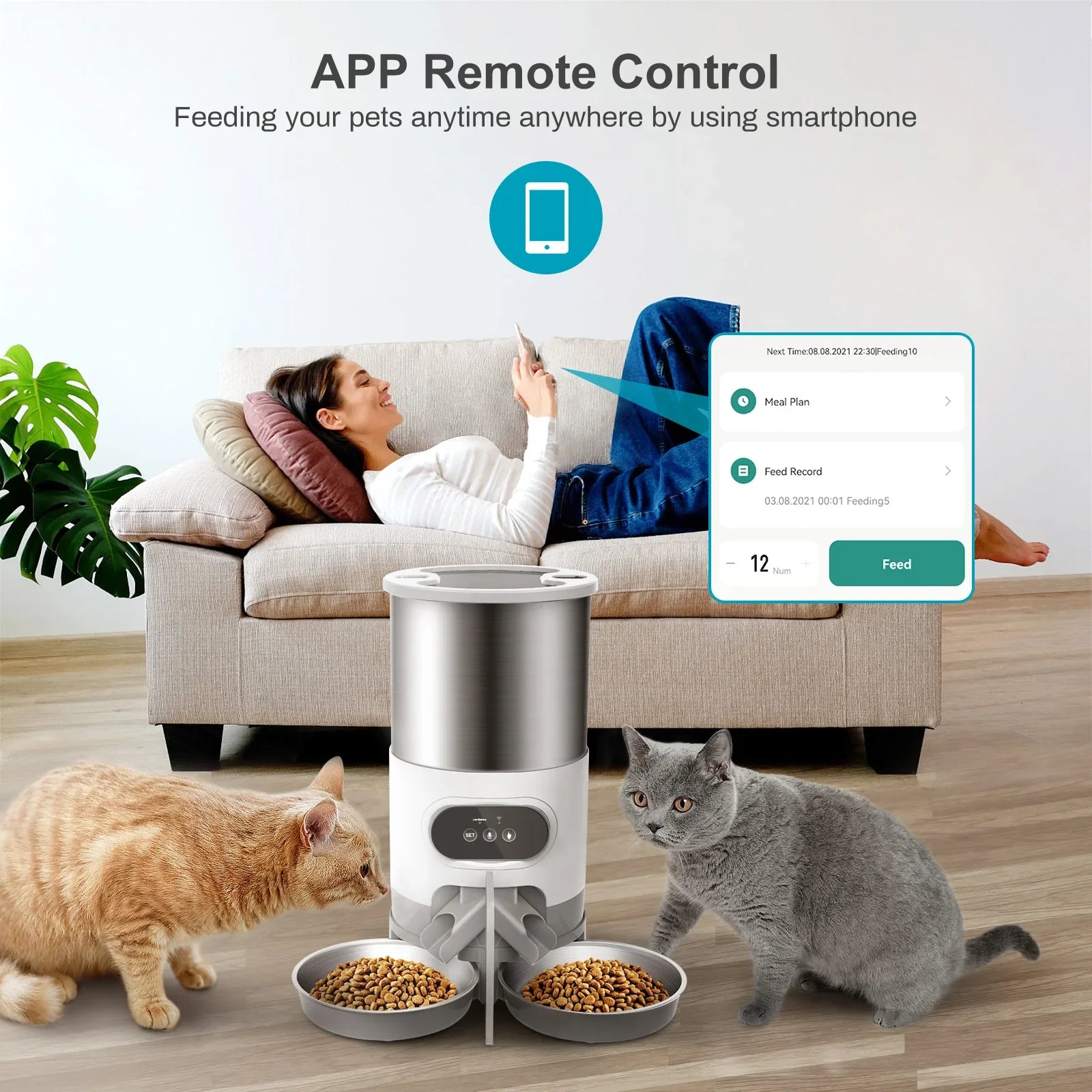 Cat Food Tuya Smart APP Feeder Food Dispenser Suitable For main product image for dogs and cats