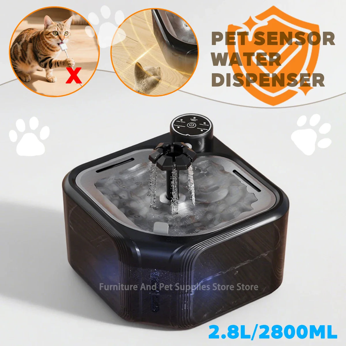 Cat Water Fountain Wireless Drinking Fountain 3600mAh 2800ML main product image for dogs and cats