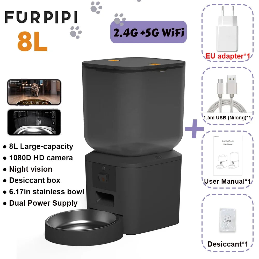 Cat Food Furpipi 8L Smart Automatic Feeders with 1080P HD main product image for dogs and cats
