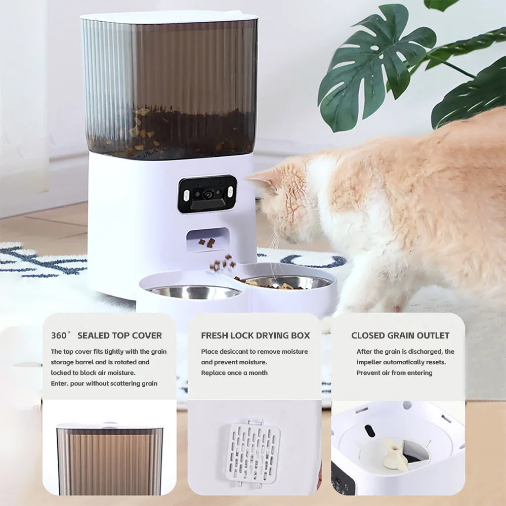 Cat Food 5L Double Bowls Smart Automatic Feeder With Camera main product image for dogs and cats