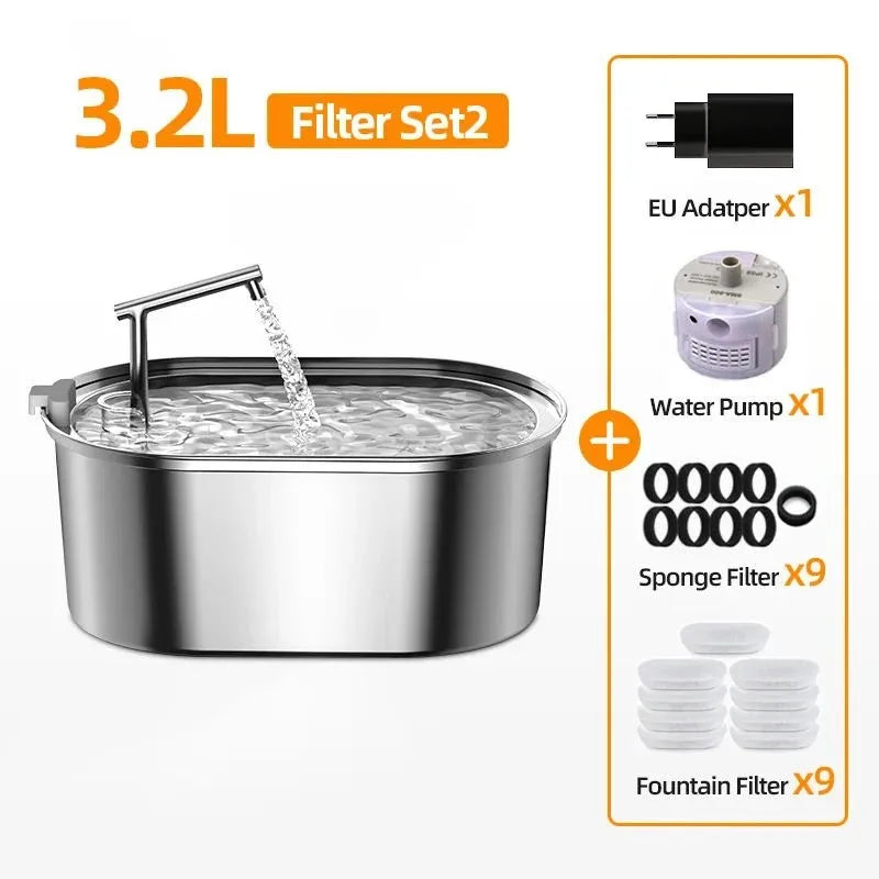 Cat Water Fountain Stainless Steel Drinking Fountain Automatic main product image for dogs and cats