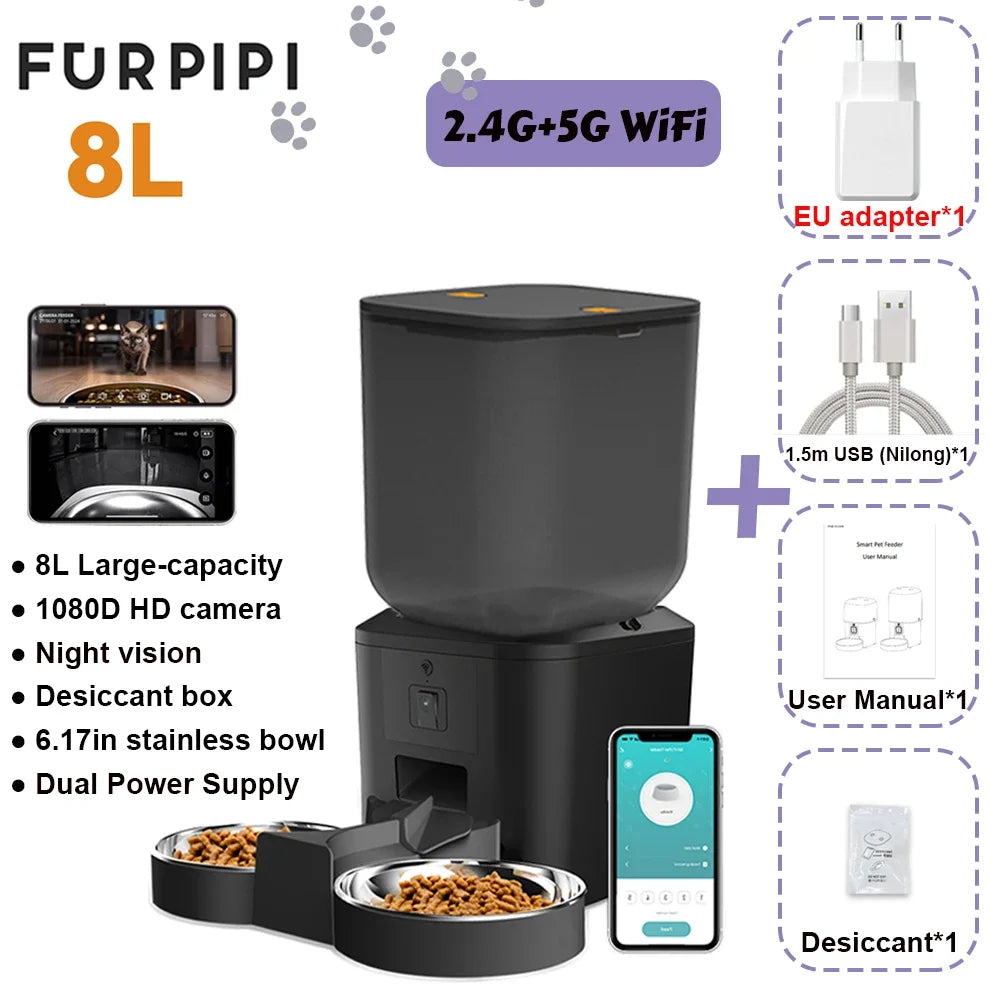 Cat Food Furpipi 8L Smart Automatic Feeders with 1080P HD main product image for dogs and cats