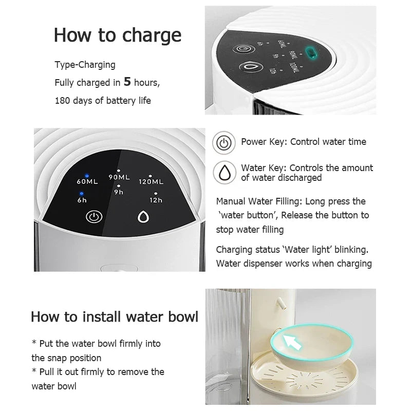 Cat Water Fountain 3L Wireless Drinking Fountain Rechargeable main product image for dogs and cats