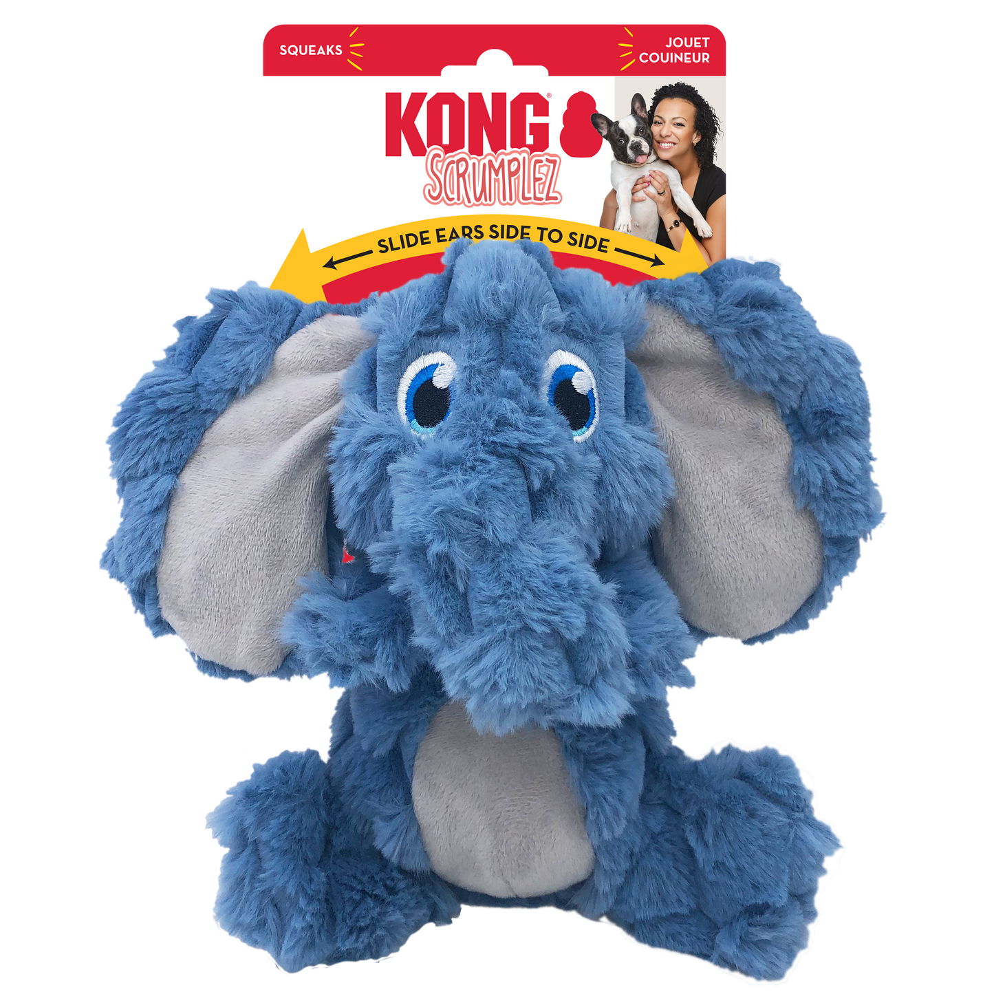 KONG Scrumplez Elephant Medium Plush Dog Toy Durable Play - lifestyle view