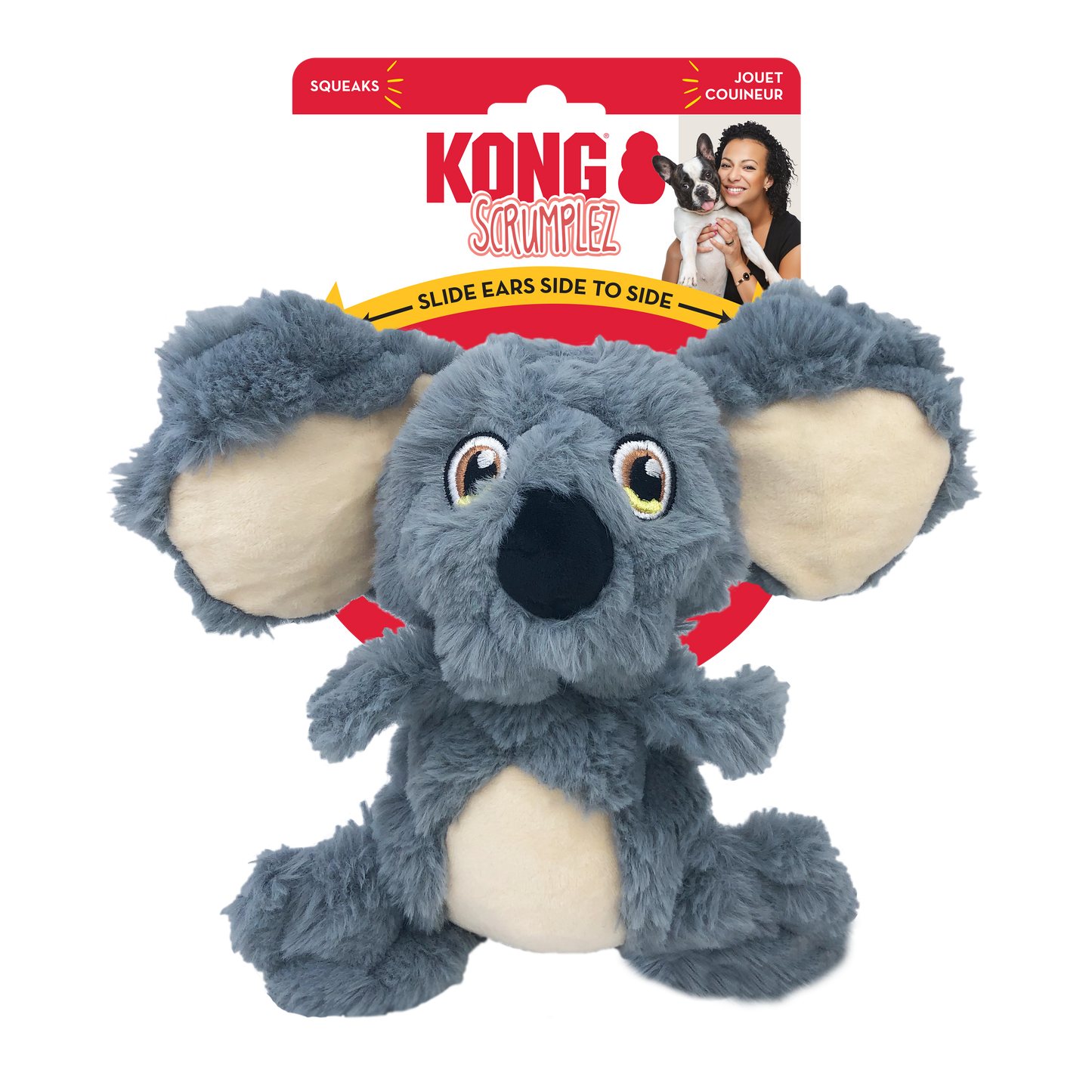 KONG Scrumplez Koala Medium Plush Dog Toy Durable Play - detail view