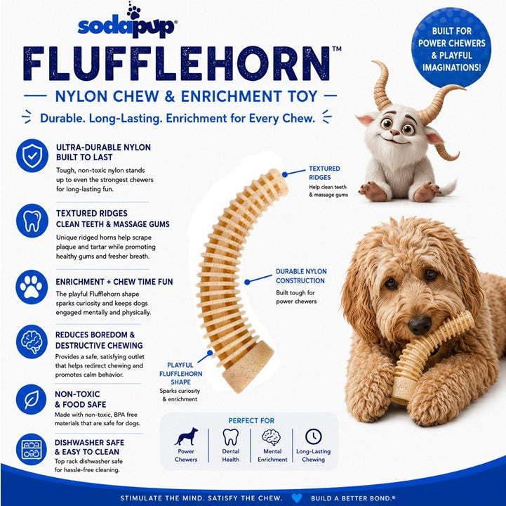 Flufflehorn Dental Antler Indestructible Nylon Dog Chew Toy - lifestyle view for Dog Toys