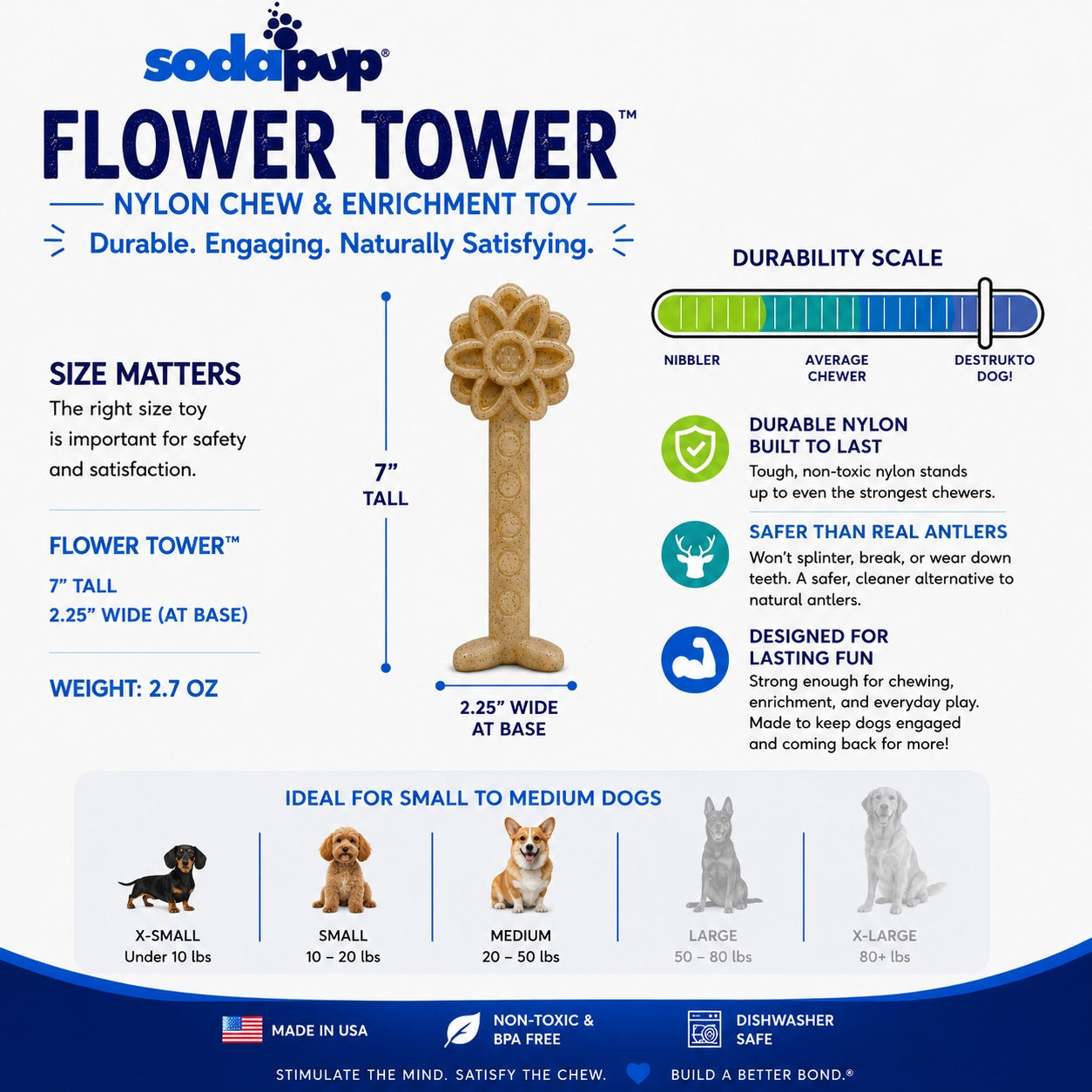 Flower Tower Nylon Chew Toy For Aggressive Chewers USA Made - gallery image 5