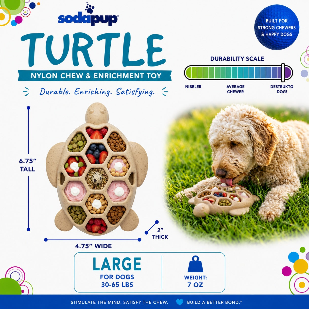 Turtle Nylon Chew Toy Ultra Durable Enrichment Toy For Power - close up view