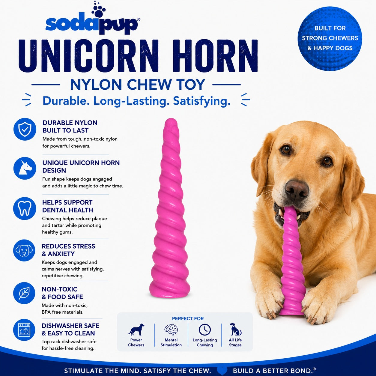 Unicorn Horn Nylon Dog Chew Toy Durable For Aggressive Dog - lifestyle view