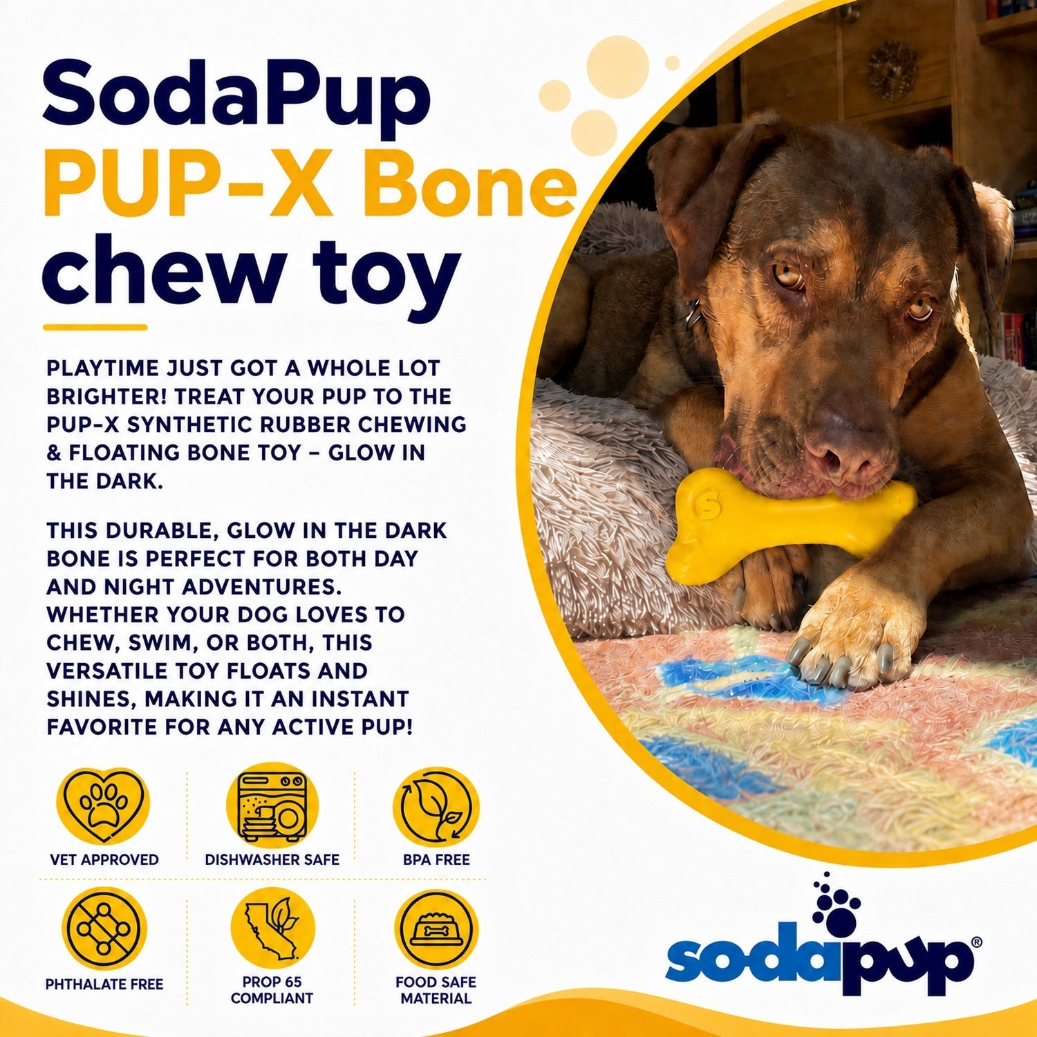 Pup X Rubber Bone Dog Toy Durable Floats Chew Toy For Large - gallery image 5