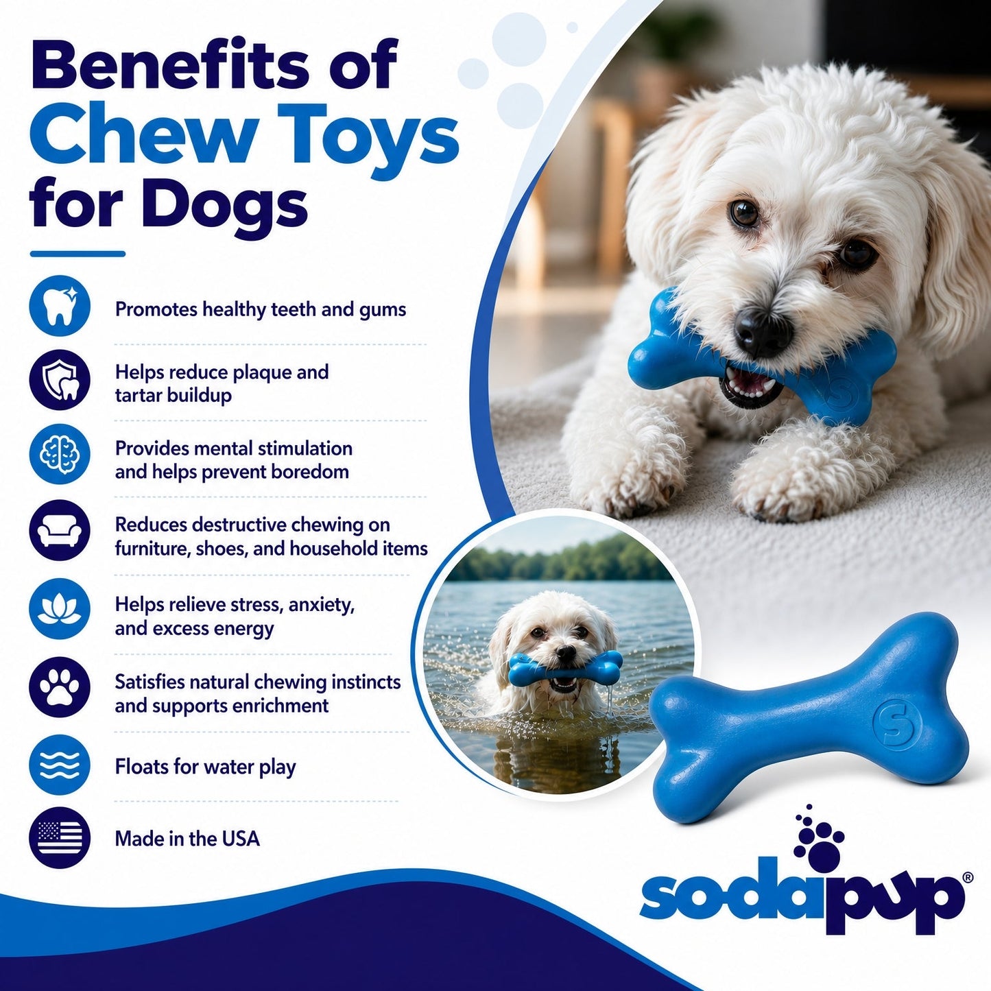 Pup X Rubber Bone Dog Toy Durable Floats Chew Toy For Large - close up view