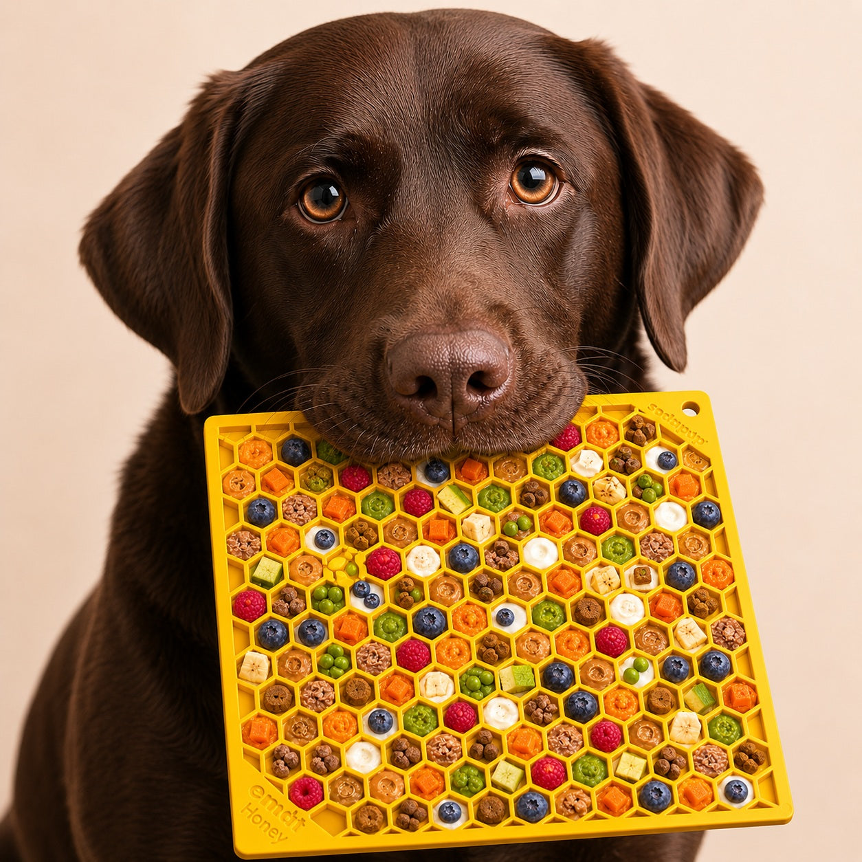 Honeycomb Emat Enrichment Lick Mat For Dogs And Cats Emat - close up view