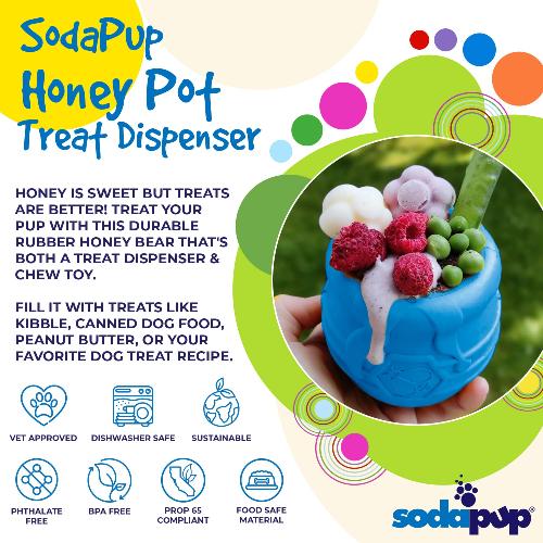Honey Pot Dog Ecup Treat Dispenser Durable Pup X Rubber Toy - close up view