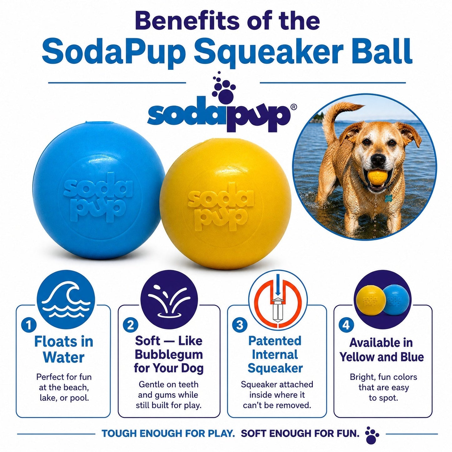 Dog Treats Squeak Ball Durable Squeaky Toy Floats Chew Toy - lifestyle product image for dog treats