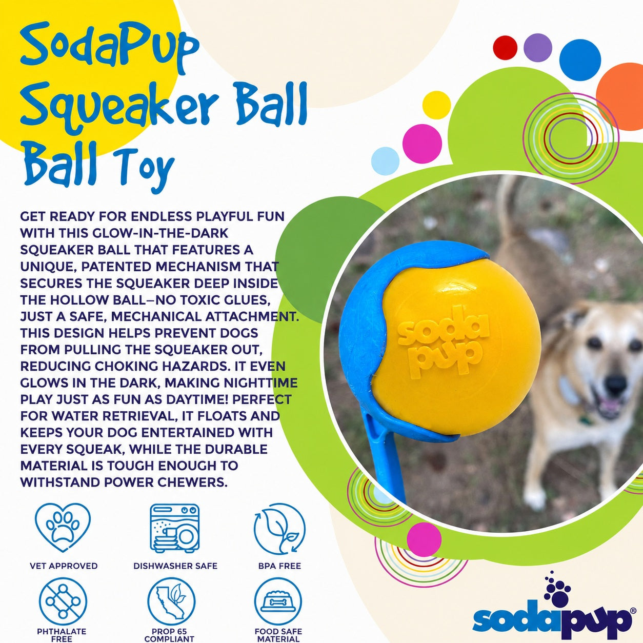 Dog Treats Squeak Ball Durable Squeaky Toy Floats Chew Toy - size and texture image for dog treats