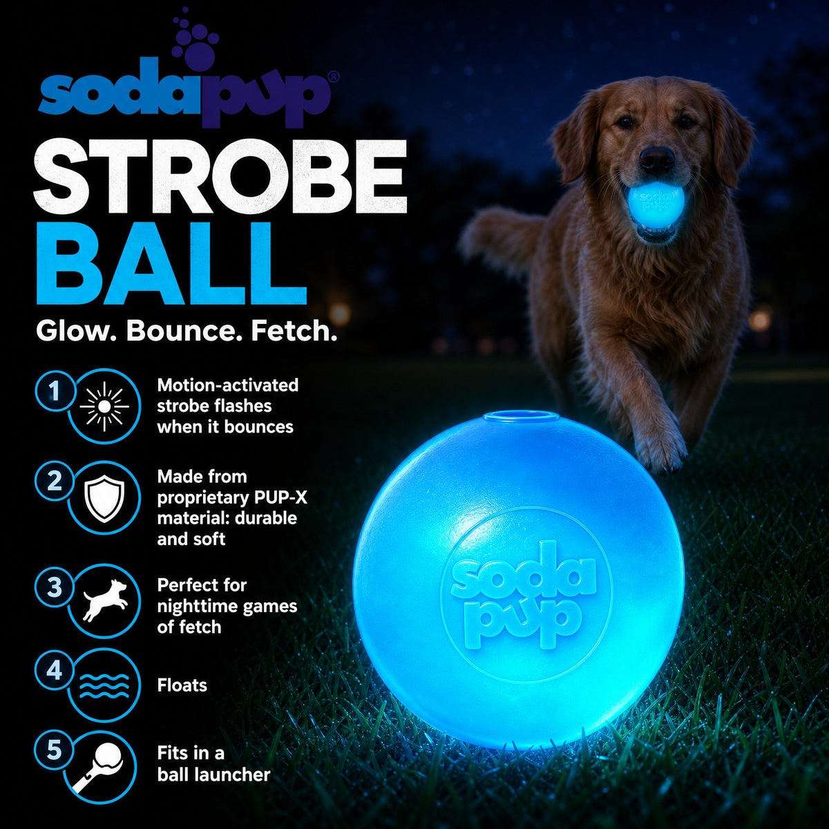 Strobe Ball Light Up Dog Toy Durable Floating Chew Ball Made - lifestyle view