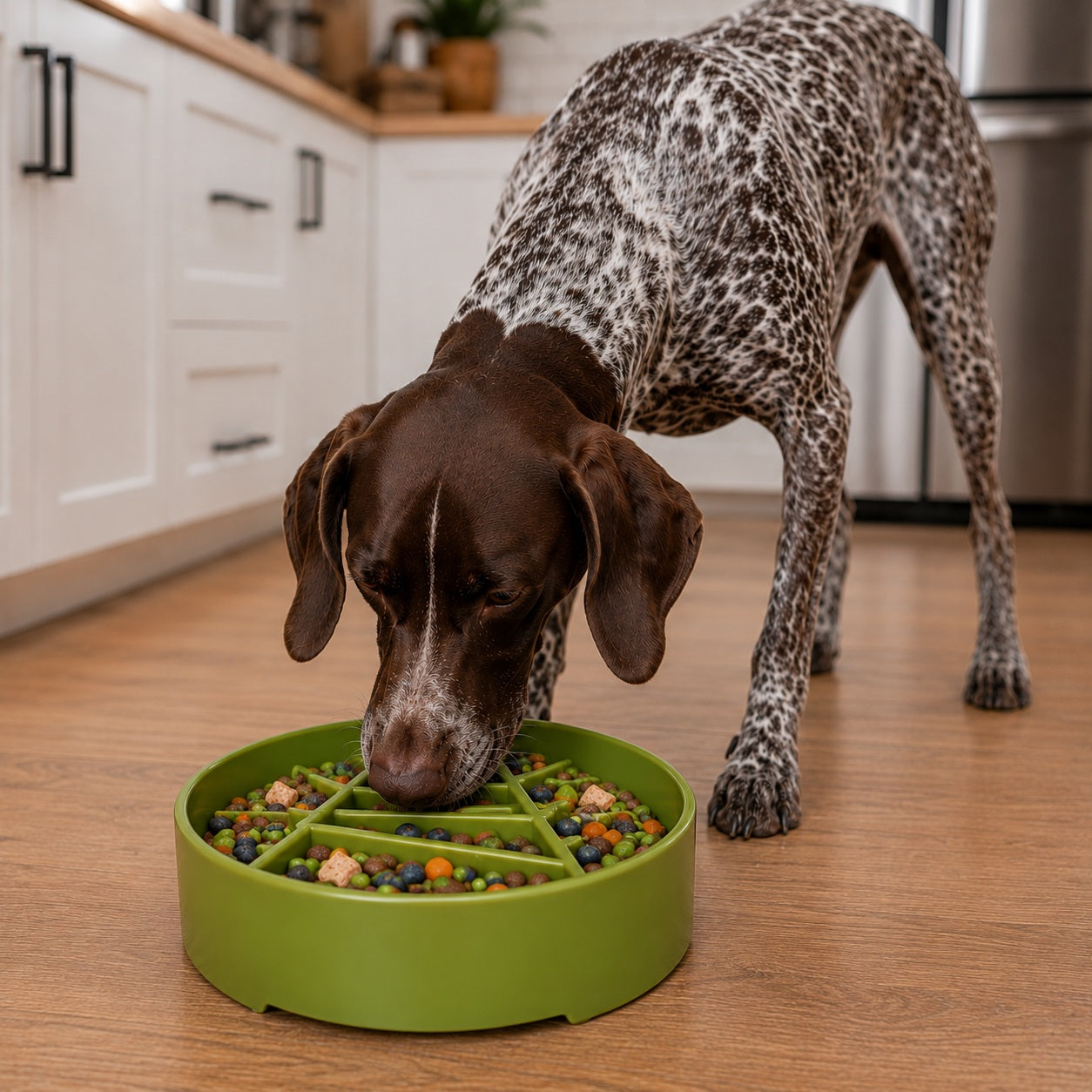 Pine Tree Christmas Ebowl Deep Slow Feeder Dog Bowl For USA - lifestyle view