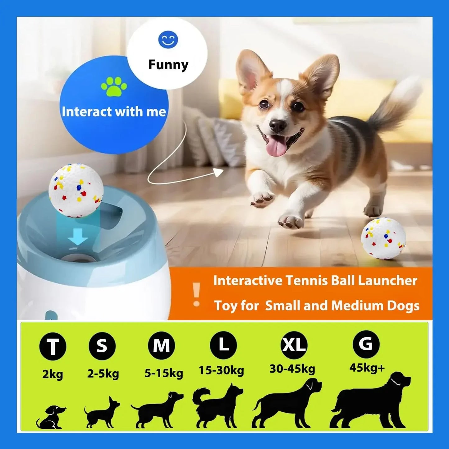 Dog Tennis Ball Launcher Dogs Chase Automatic Toys Automatic Fun Interactive Machine Fun Interactive Catapult Throw Rechargab