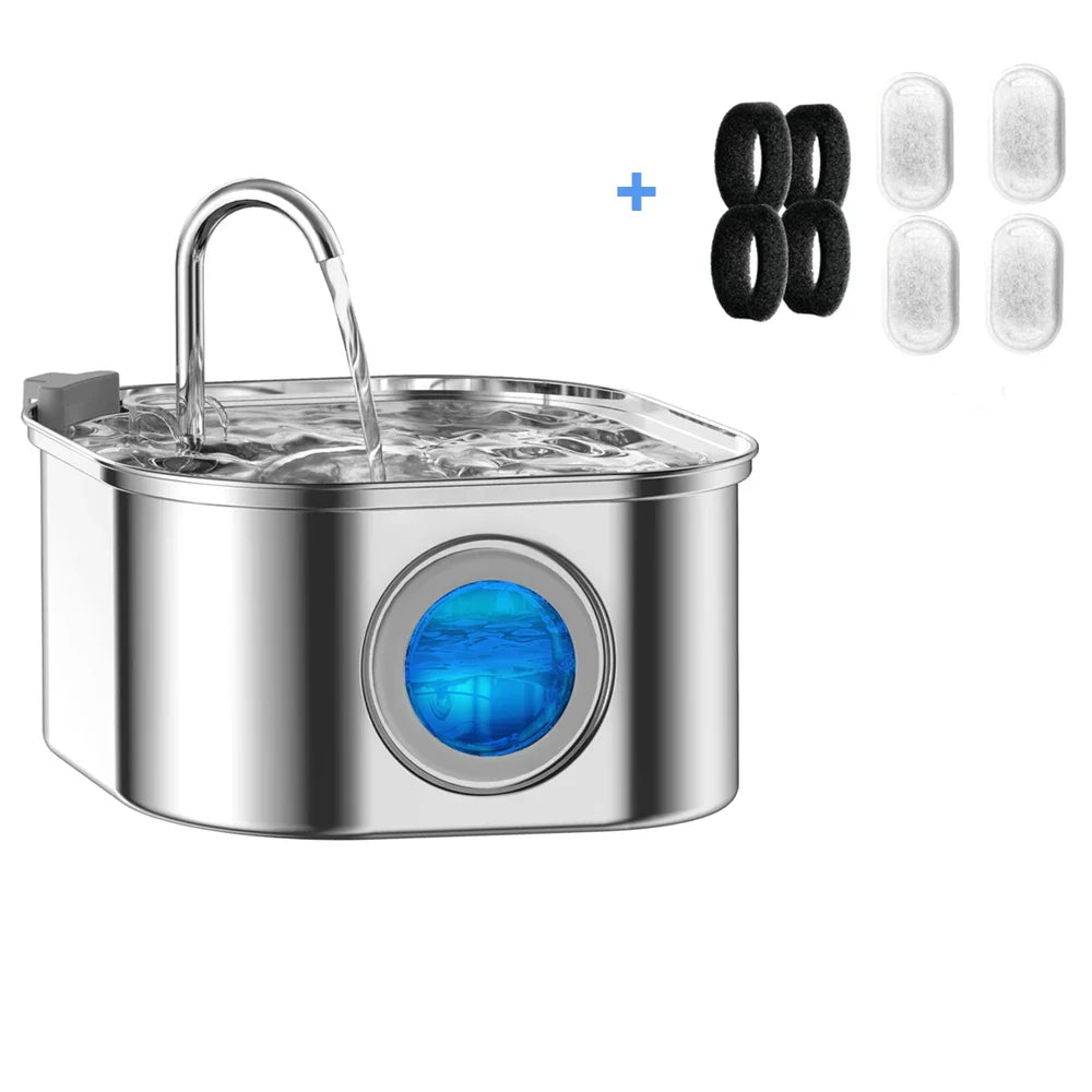 Cat Water Fountain Stainless Steel Drinking Fountain for Clean Routines main product image for dogs and cats