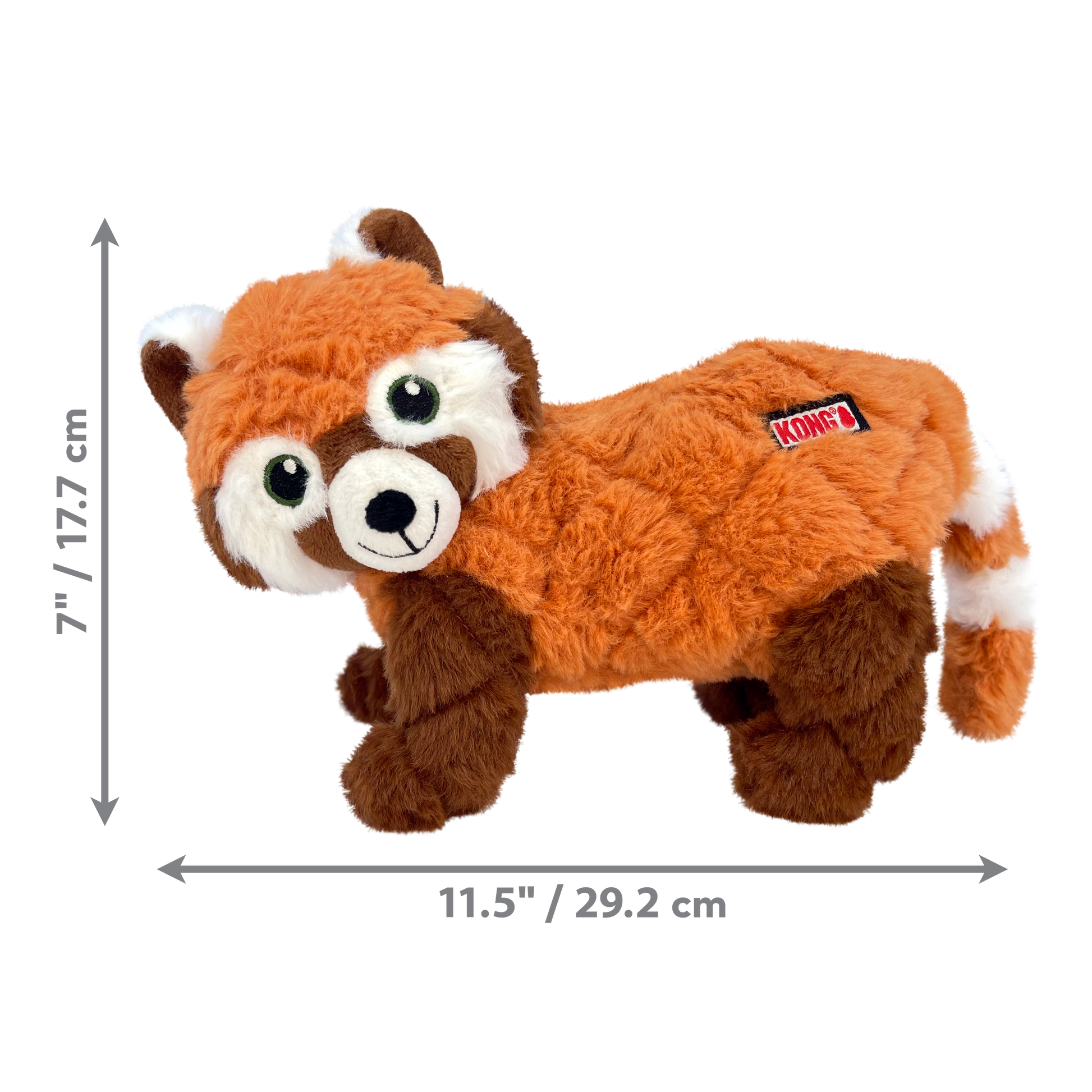KONG Scampers Red Panda Medium Plush Dog Toy Durable Play - close up view