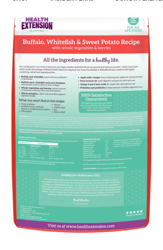 Health Extension All Life Stages Grain Free Buffalo And Dog - detail view