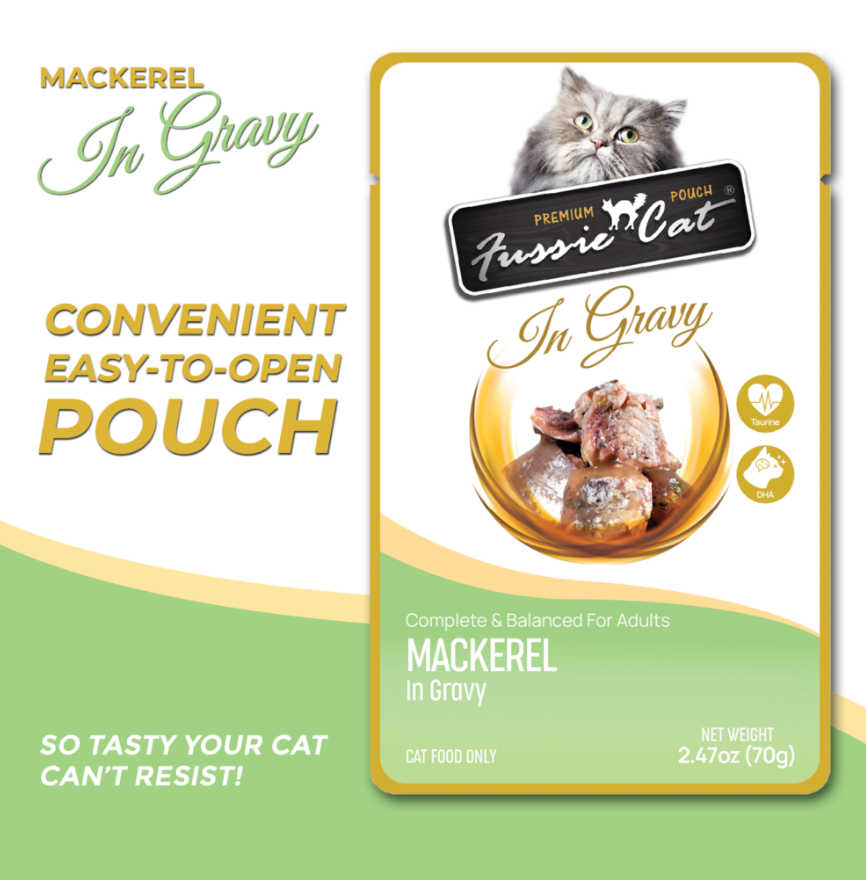 Fussie Cat Pouch Mackerel In Gravy 2 47Oz Wet Cat Food - detail view