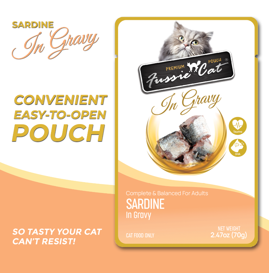 Fussie Cat Pouch Sardine In Gravy 2 47Oz Wet Cat Food - close up view