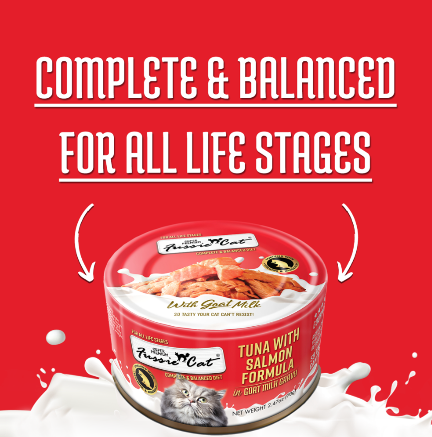 Fussie Cat Tuna With Salmon Formula In Goat Milk Gravy 2 Wet - lifestyle view