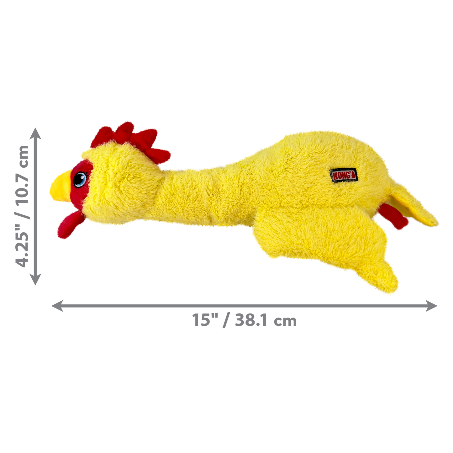 KONG Scruffs Chicken Medium Large Plush Dog Toy Durable Play - lifestyle view