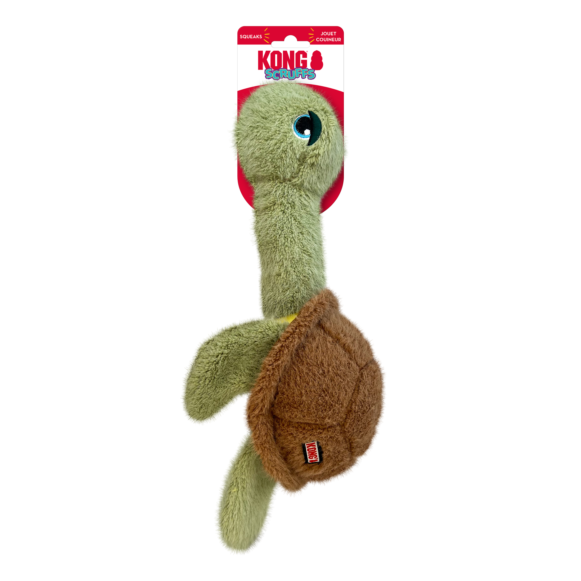 KONG Scruffs Turtle Medium Large Plush Dog Toy Durable Play - detail view
