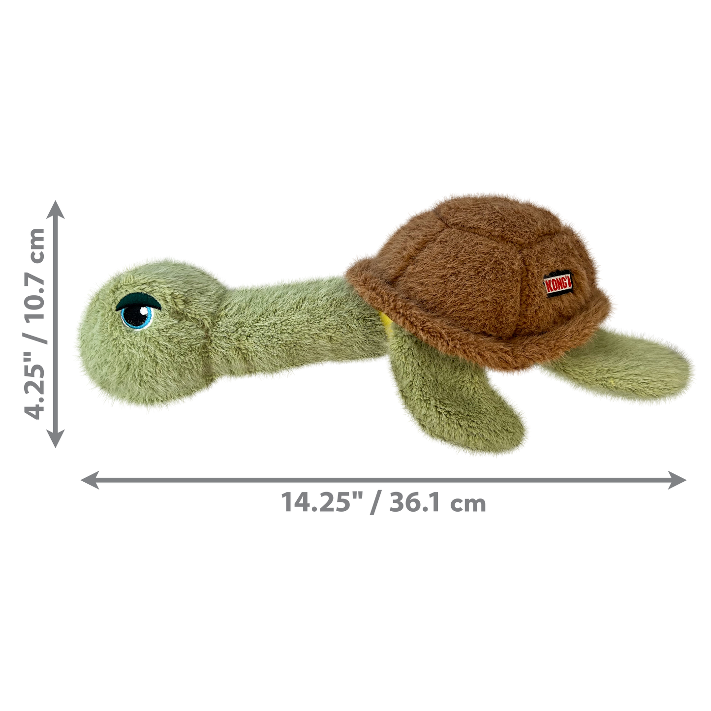 KONG Scruffs Turtle Medium Large Plush Dog Toy Durable Play - lifestyle view