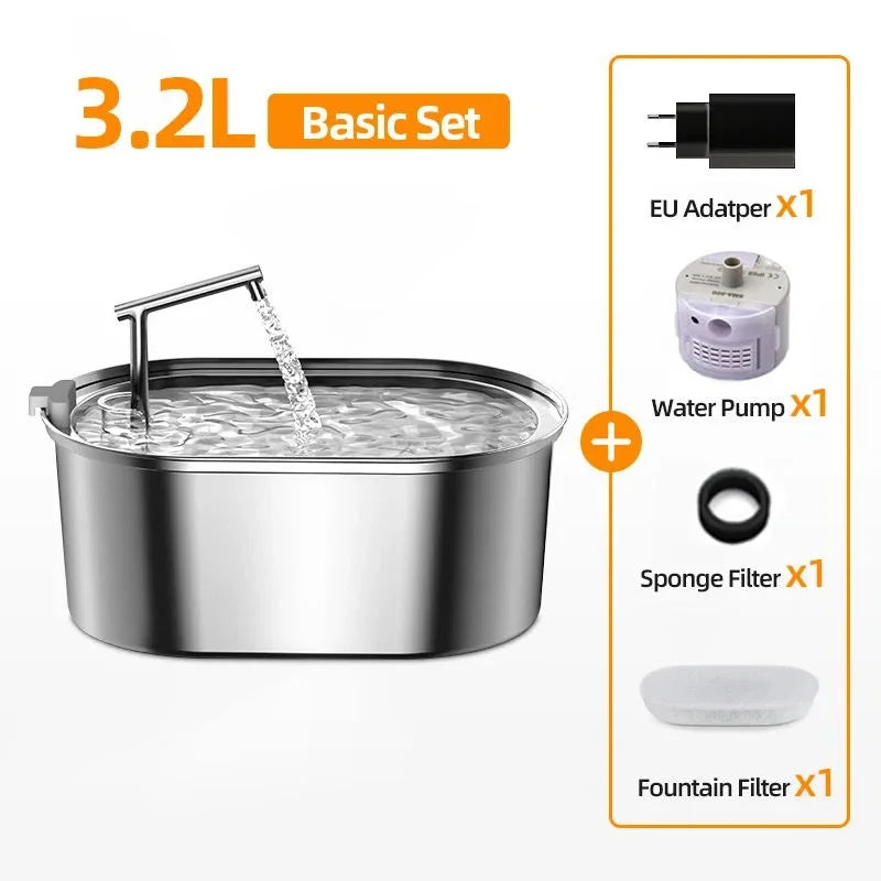 Cat Water Fountain Stainless Steel Drinking Fountain Automatic main product image for dogs and cats