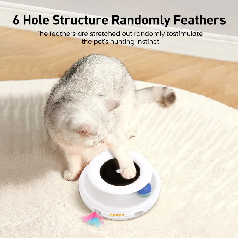 2 in 1 Smart Cat Toys Automatic Feather Fun Ball Toy Set For Cat Dog 5 Modes Electronic Interactive Pet Toy Accessories - det