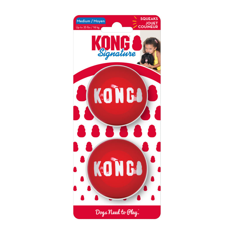 KONG Signature Balls 2 Pack Fetch Dog Toy Durable Play - lifestyle view