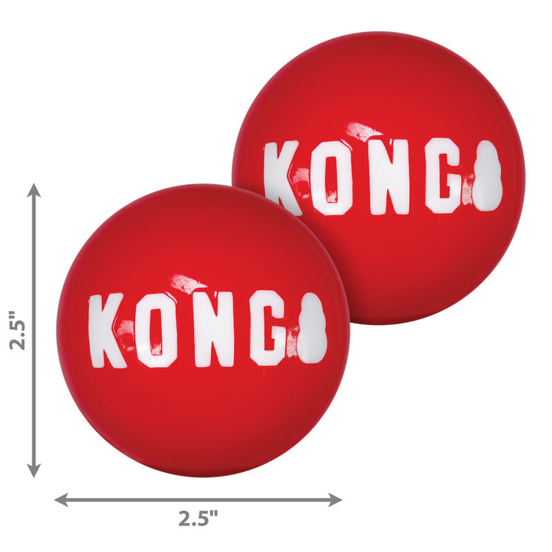 KONG Signature Balls 2 Pack Fetch Dog Toy Durable Play - close up view
