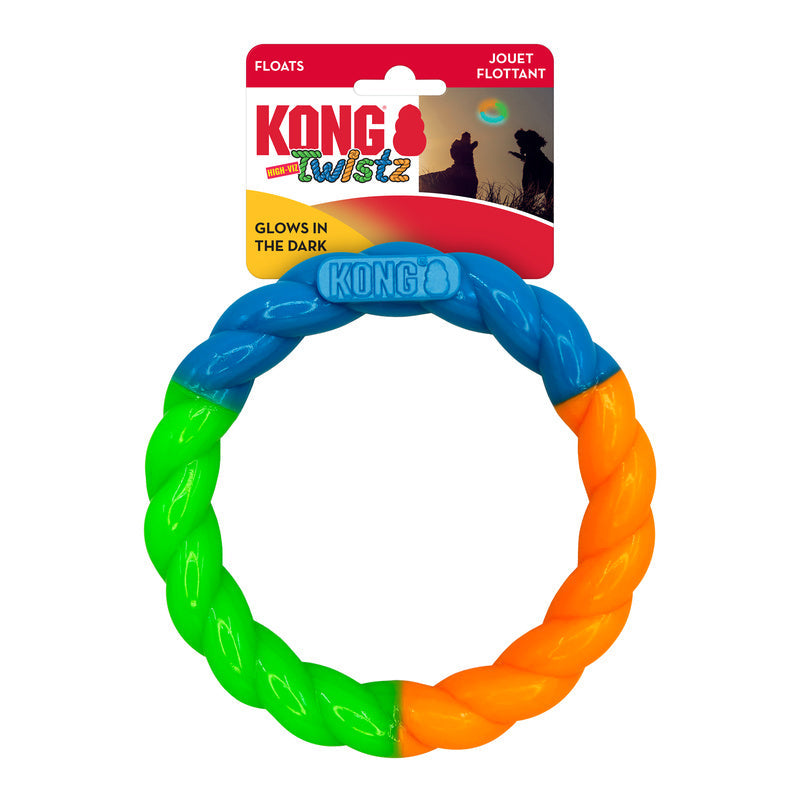 KONG Twistz High Viz Ring Interactive Dog Toy Durable Play - lifestyle view