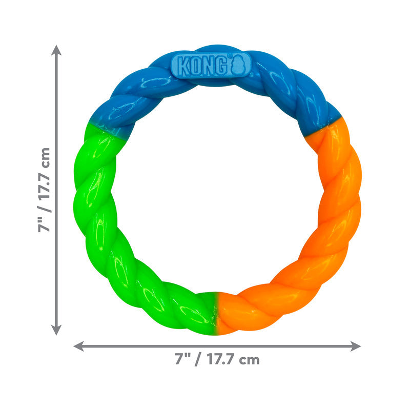 KONG Twistz High Viz Ring Interactive Dog Toy Durable Play - close up view