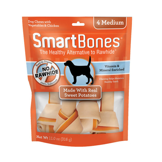 Smartbones Sweet Potato Classic Bone Chews Medium 4Pk 11Oz - main product image