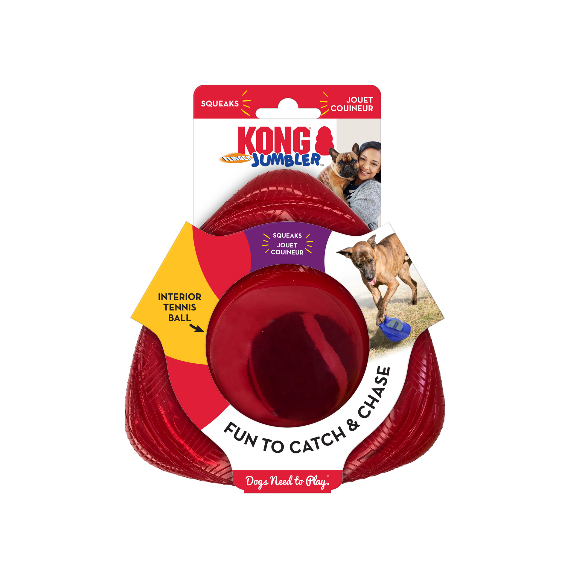 KONG Jumbler Flinger Assorted Small Medium Fetch Dog Toy - main product image