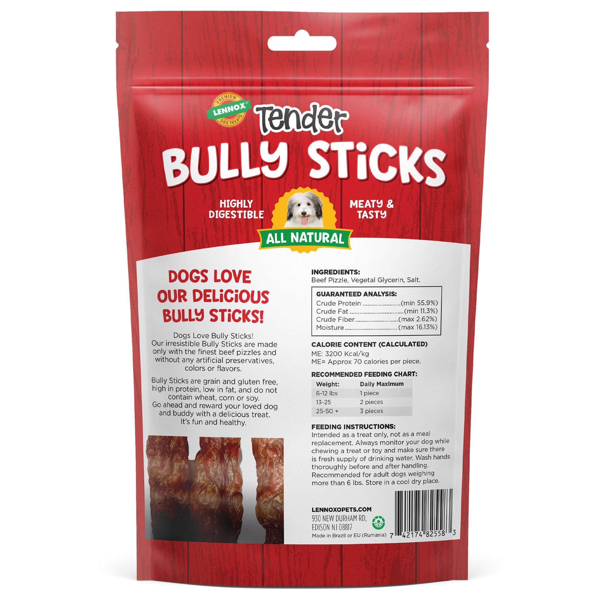 Lennox Tender Bully Sticks Dog Treats Premium - detail view