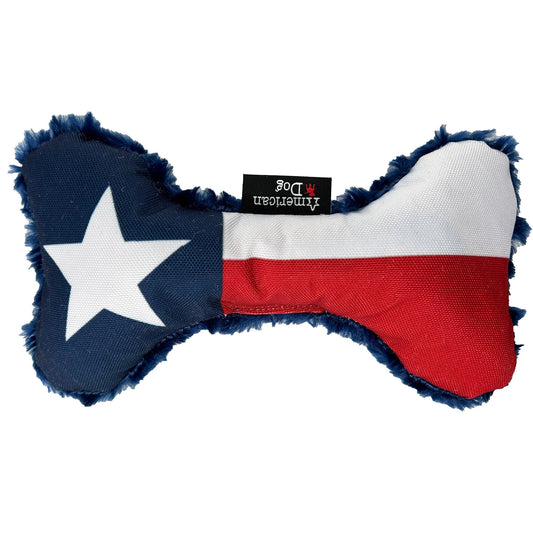 Dog Toy Texas Flag Bone Nylon Fleece Interactive Plush Chew - main product image