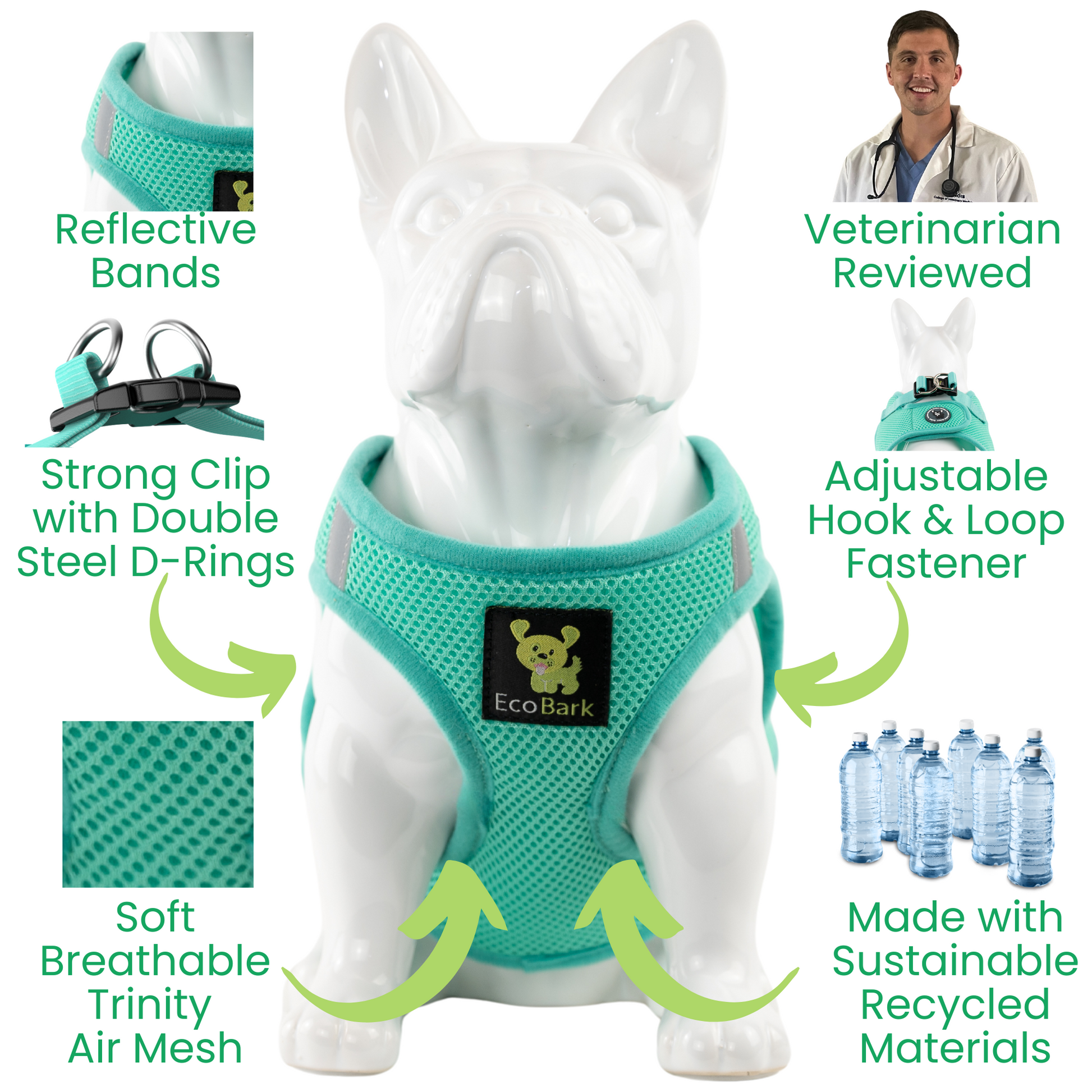 Dog Collar EcoBark Step In Harness XXXS to Small Breeds- - close up product image for dog collar