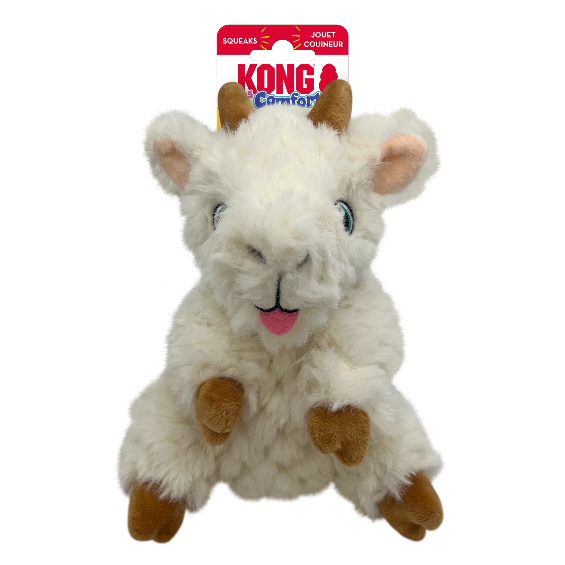 KONG Comfort Tykes Goat Plush Dog Toy Durable Play - lifestyle view