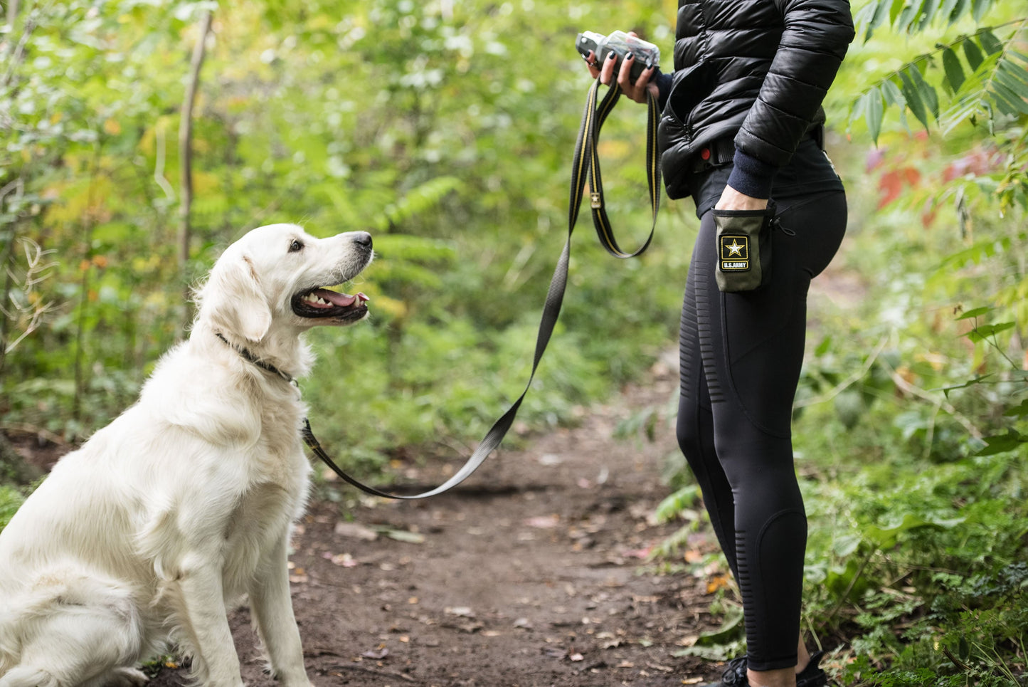 Dog Waste Bag Dispensers Adjustable Dark Camo Premium Pet - lifestyle view