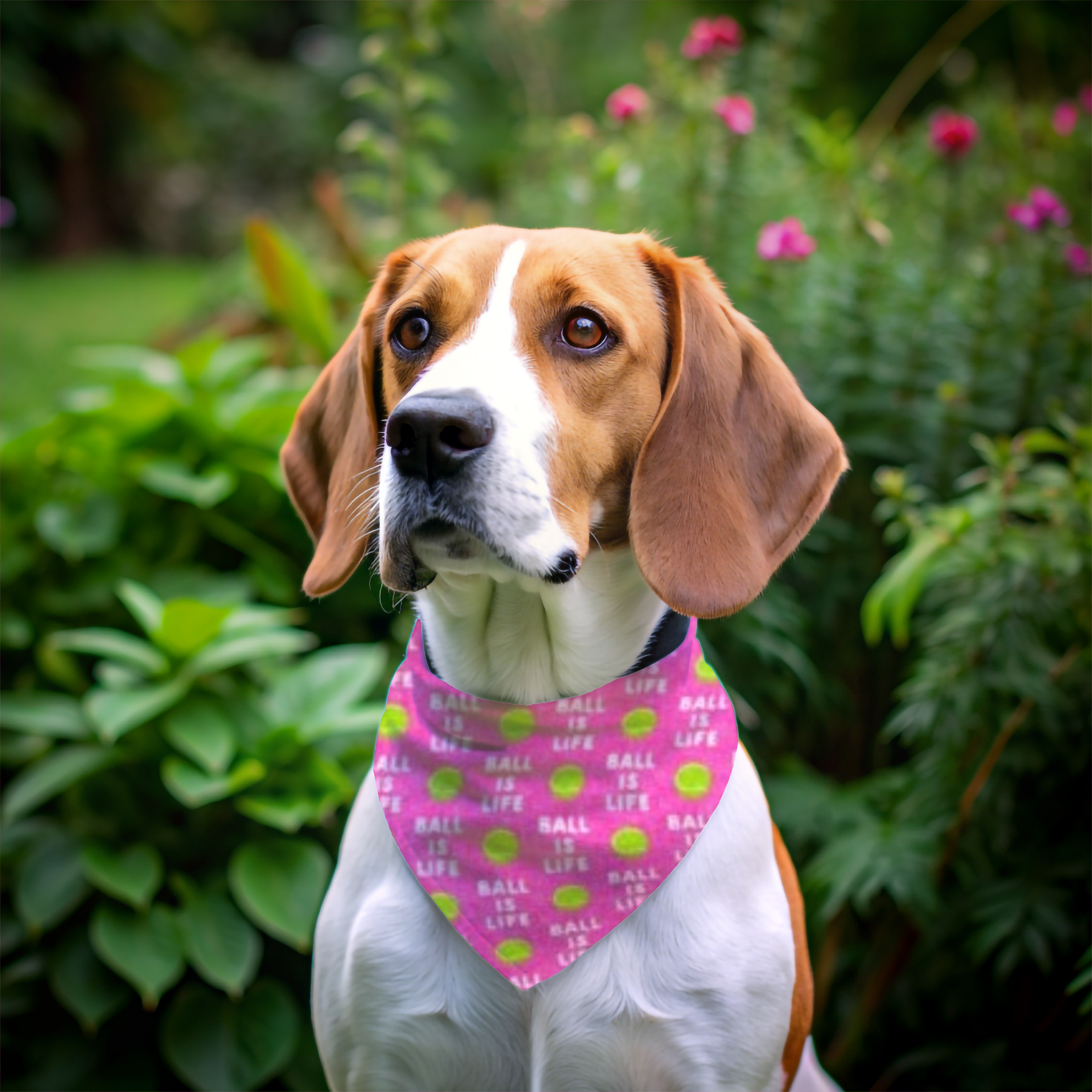Pink Ball Is Life Dog Bandana - detail view
