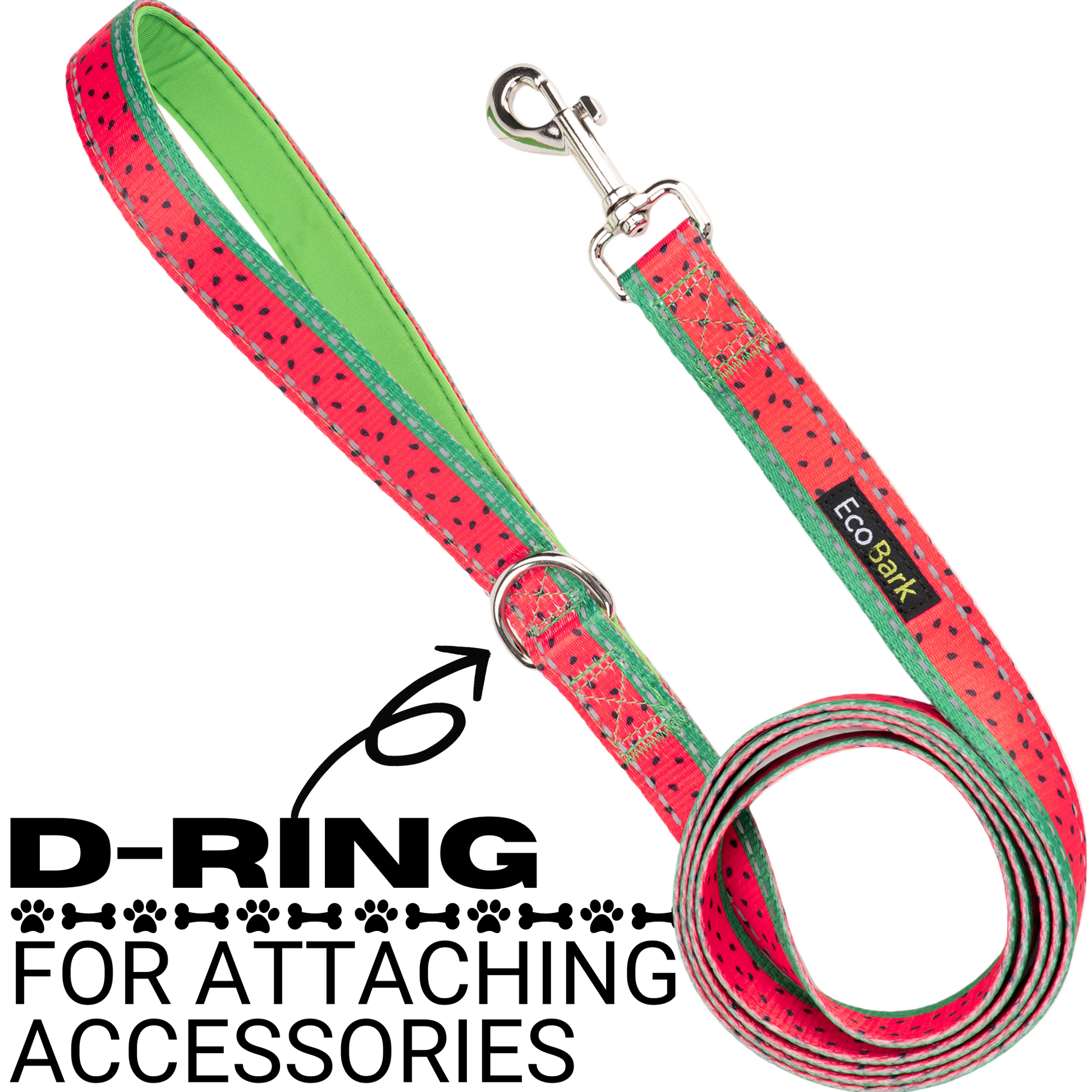 Dog Leash EcoBark Watermelon Leash- Padded Comfort Grip - gallery product image for dog leash