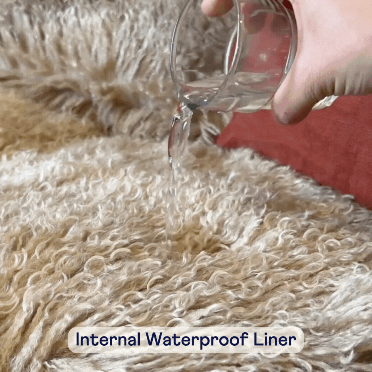 PupProtectorT Luxe Waterproof Bed Runner - Plush Sheep Tan - close up view
