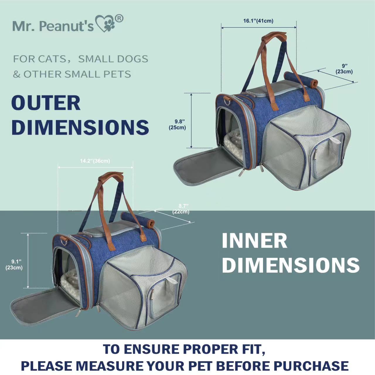 Mr. Peanut's Gold Series Mini Size Airline Compliant Expandable Pet Carrier - lifestyle view