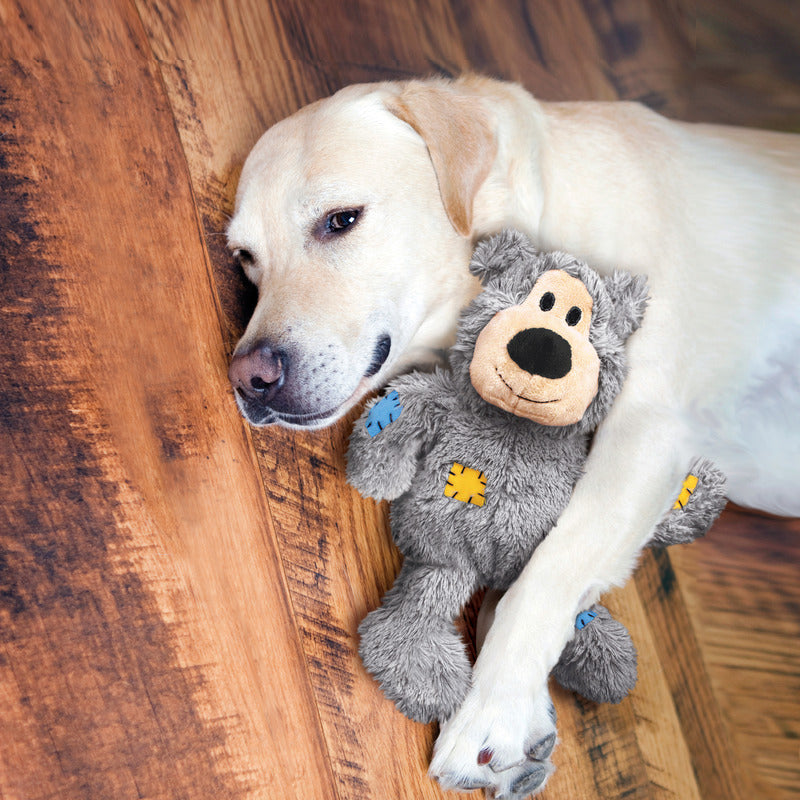 KONG Wild Knots Bear Plush Dog Toy Durable Play - lifestyle view